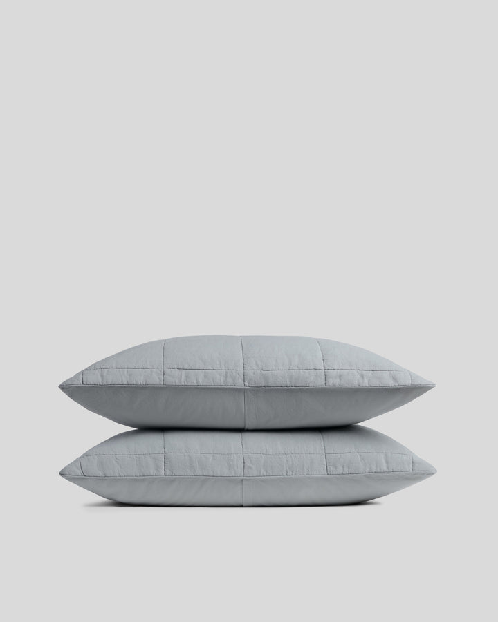 Linen Box Quilted Sham Set (Sky)