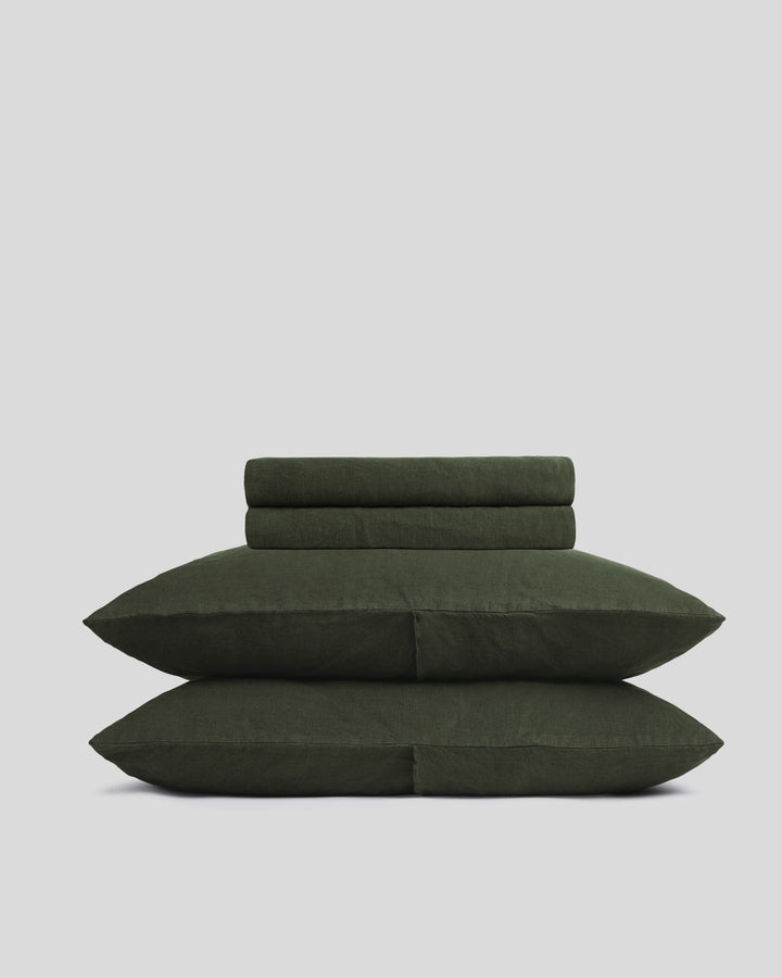 Linen Sheet Set - Evergreen K/CK