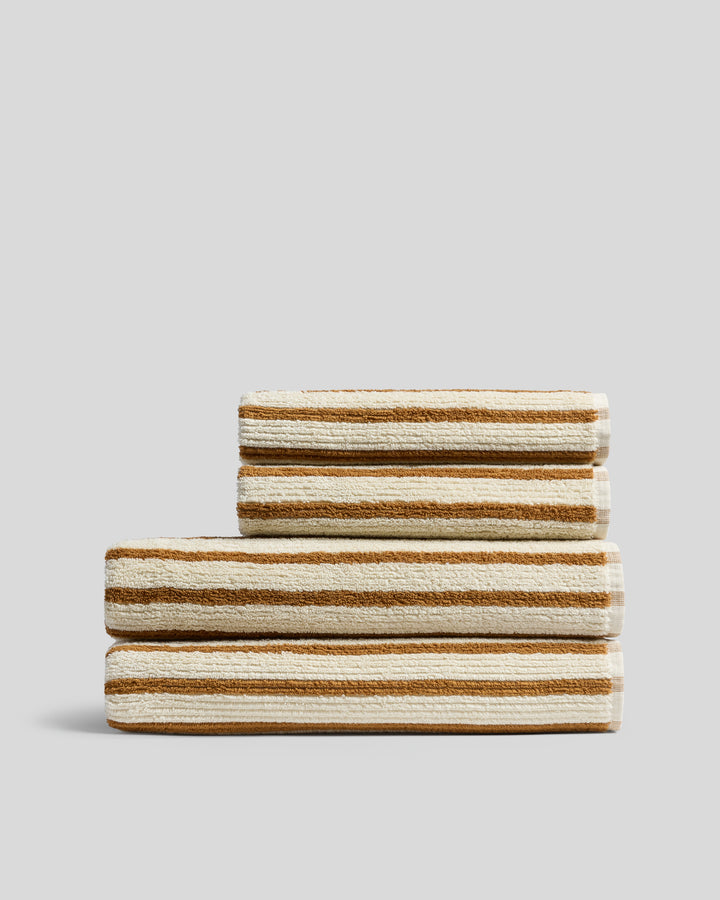 2+2 Organic Resort Stripe Bath Bundle - Butter with Honey