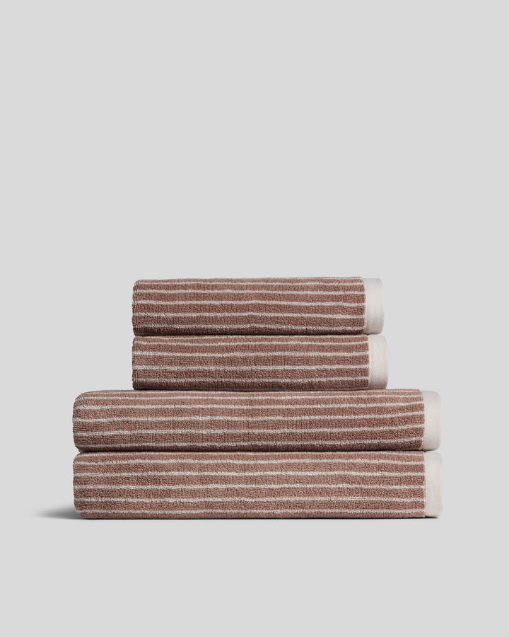 2+2 Pinstripe Bath Bundle -Adobe and Alabaster