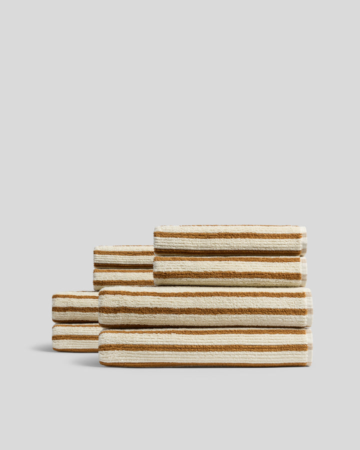 4+4 Organic Resort Stripe Bath Bundle - Butter with Honey