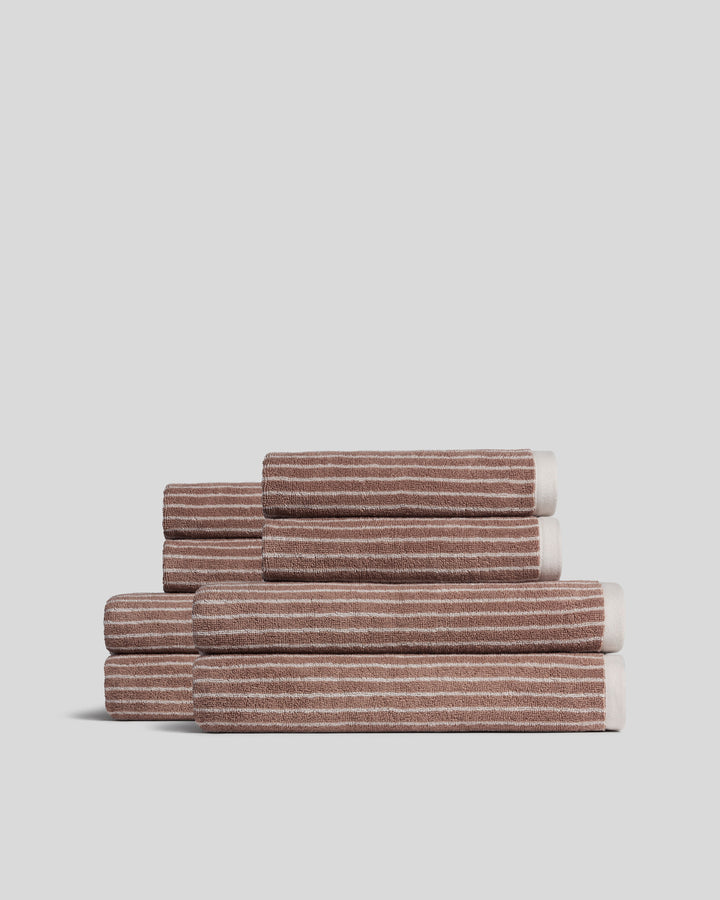 4+4 Pinstripe Bath Bundle - Adobe and Alabaster