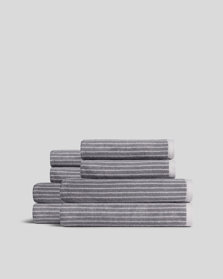 4+4 Pinstripe Bath Bundle - Pebble and Dove