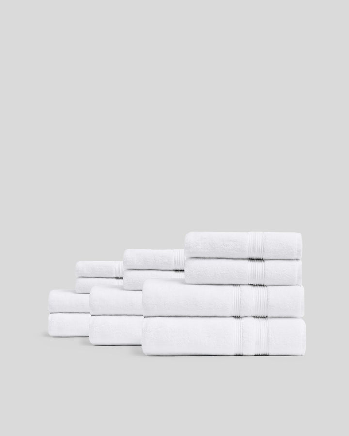 6+6 Classic Turkish Cotton Bath Bundle - White