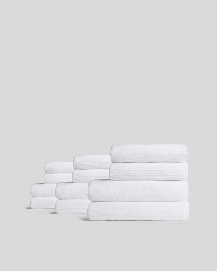 6+6 Soft Rib Bath Bundle - White