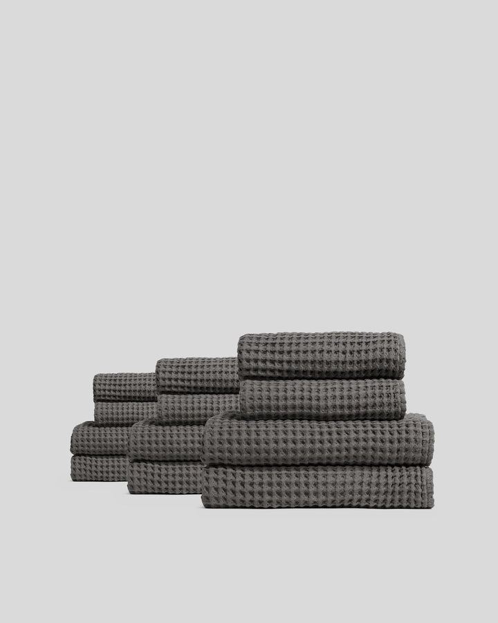 6+6 Waffle Bath Bundle - Charcoal
