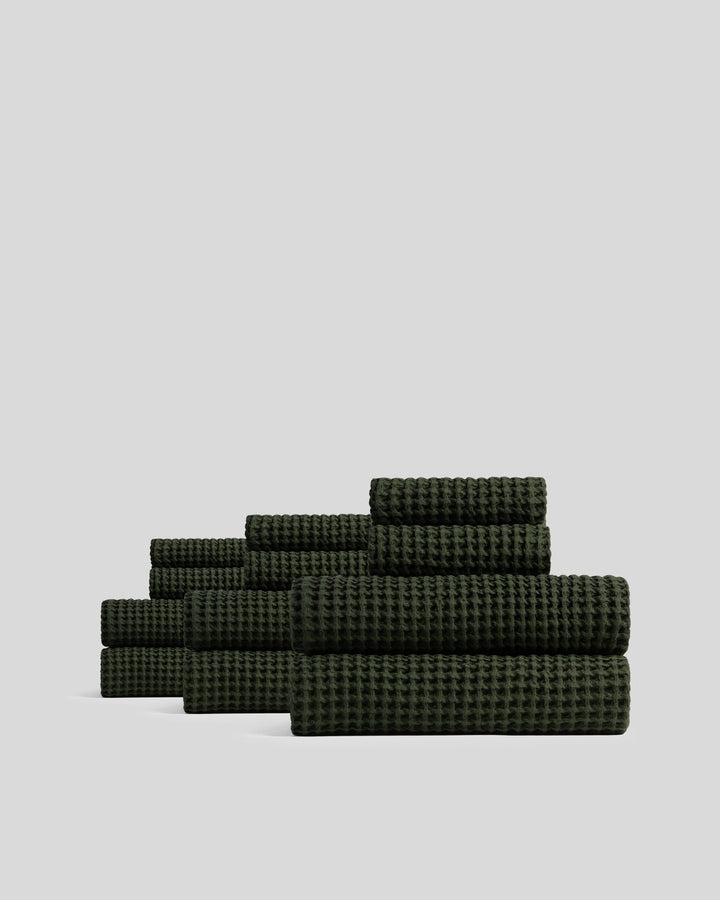 6+6 Waffle Bath Bundle - Evergreen