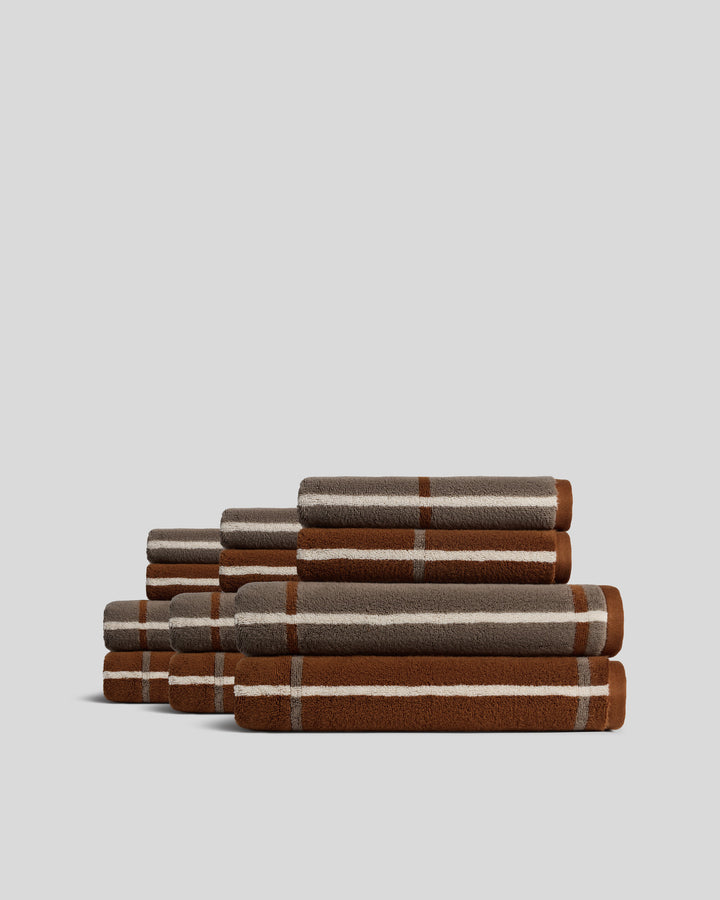 6+6 Organic Plush Bath Bundle - Tobacco Windowpane