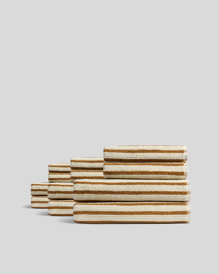 6+6 Organic Resort Stripe Bath Bundle - Butter with Honey