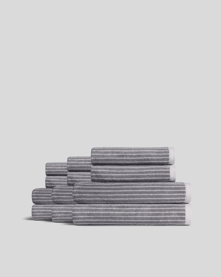 6+6 Pinstripe Bath Bundle -Pebble and Dove