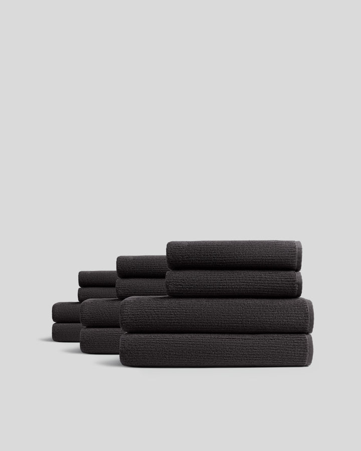 6+6 Soft Rib Bath Bundle - Onyx