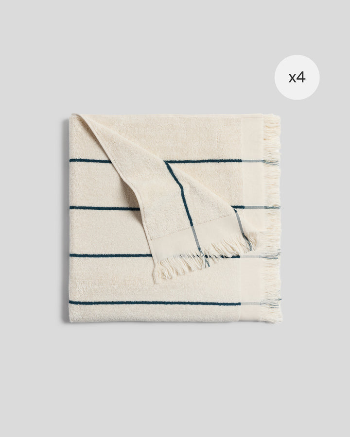 4x Bayside Beach Towel Bundle - Natural with Peacock