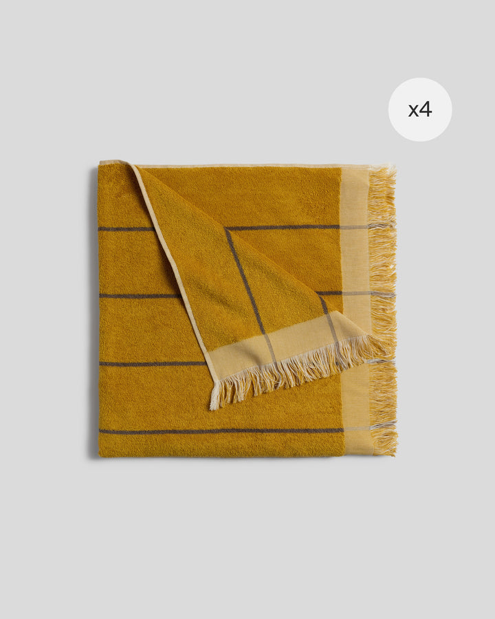 4x Bayside Beach Towel Bundle - Marigold with Warm Grey