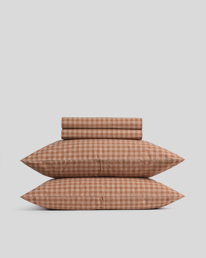 Brushed Cotton Sheet Set - Adobe Check TW/XL