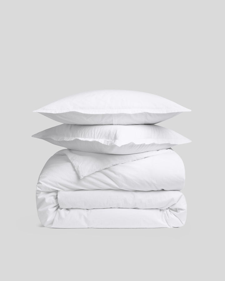 Brushed Cotton Duvet Cover Set - White TW/TXL