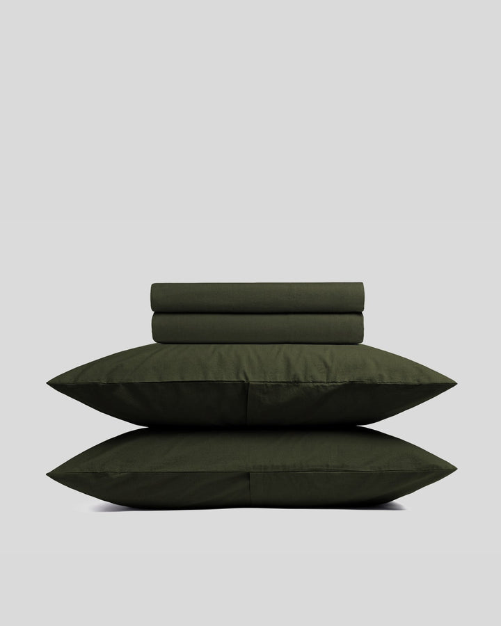 Brushed Cotton Sheet Set - Evergreen F/Q