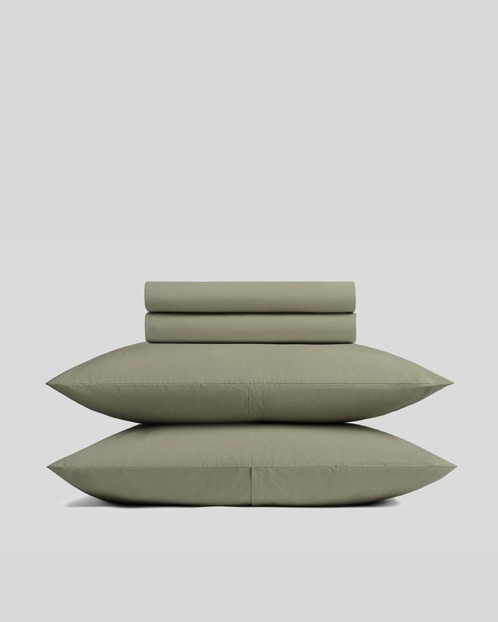 Brushed Cotton Sheet Set - Moss K/CK