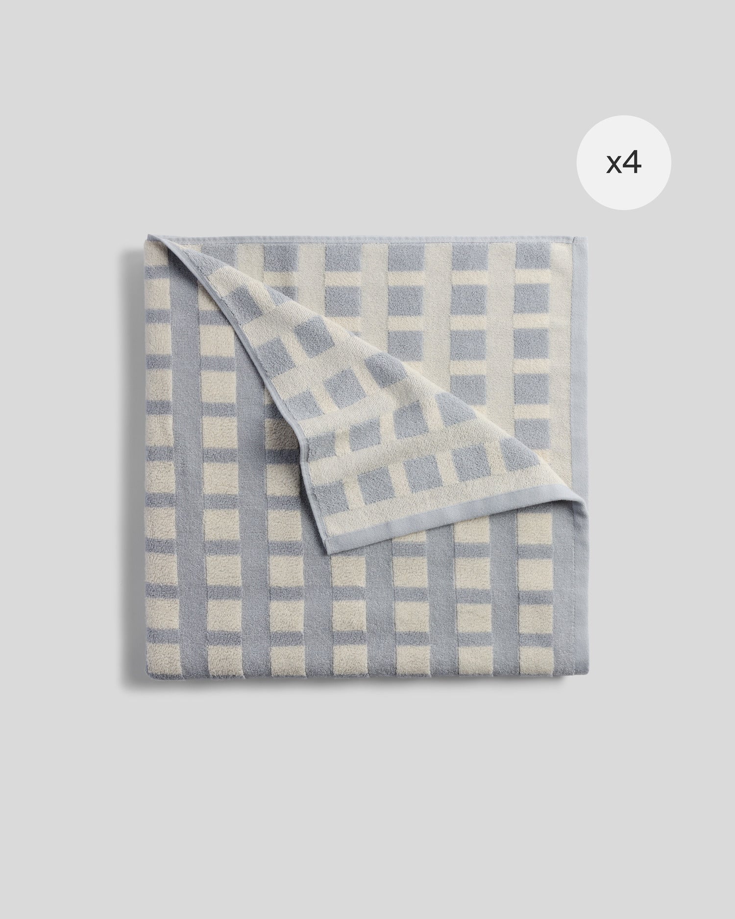 4x Capri Check Towel Bundle - Sky with Natural