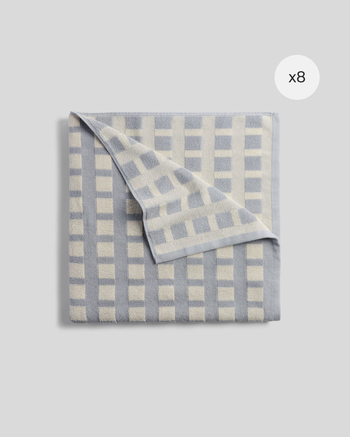 8x Capri Check Towel Bundle - Sky with Natural