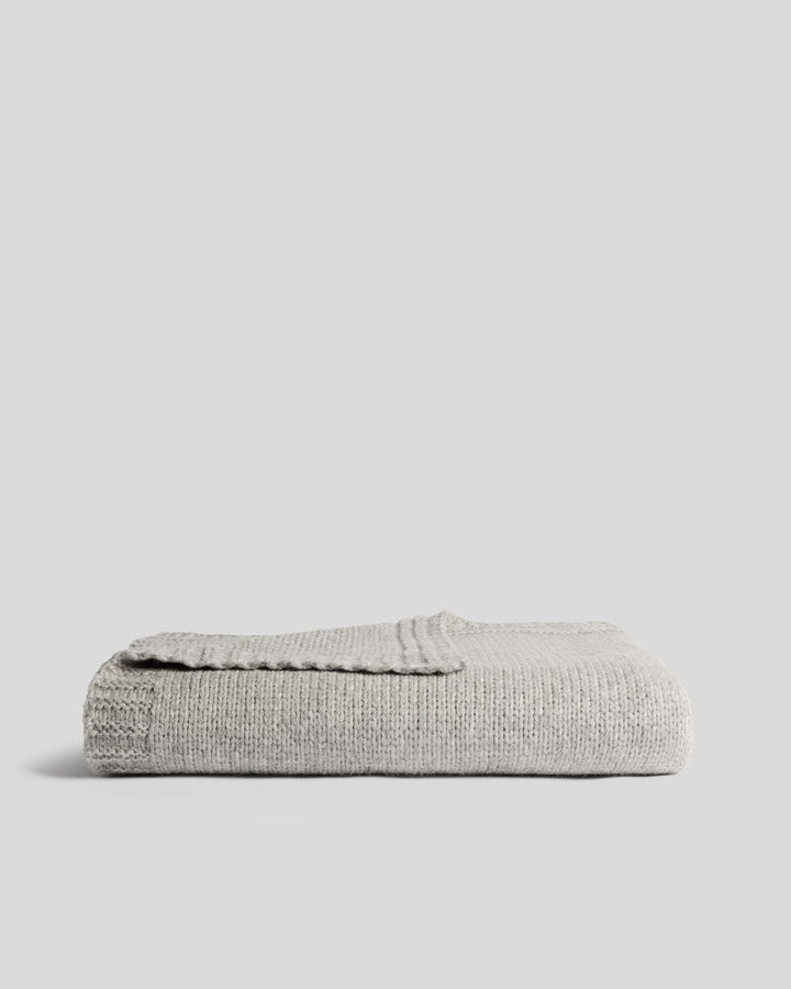 Classic Knit Alpaca Throw (Light Heather Grey)