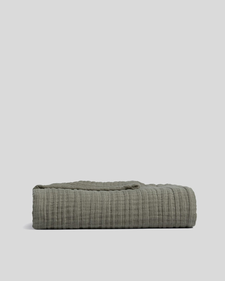 Cloud Linen Gauze Throw (Moss)