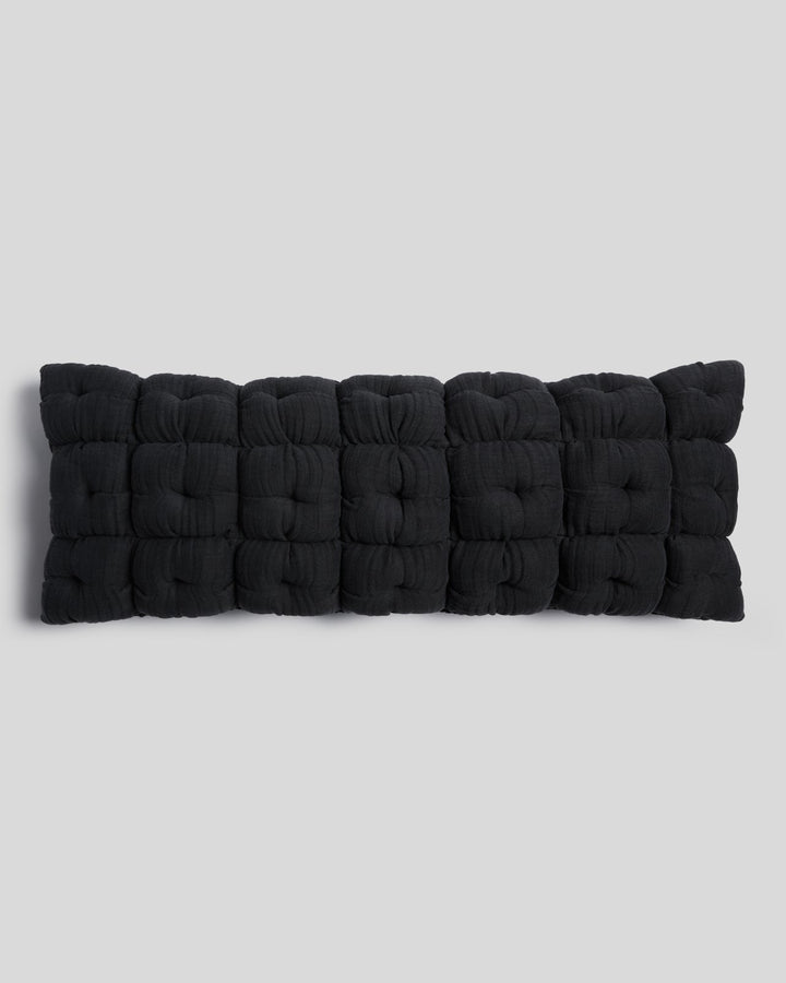 Cloud Linen Puff Lumbar Pillow Cover - FINAL SALE (Soft Black)