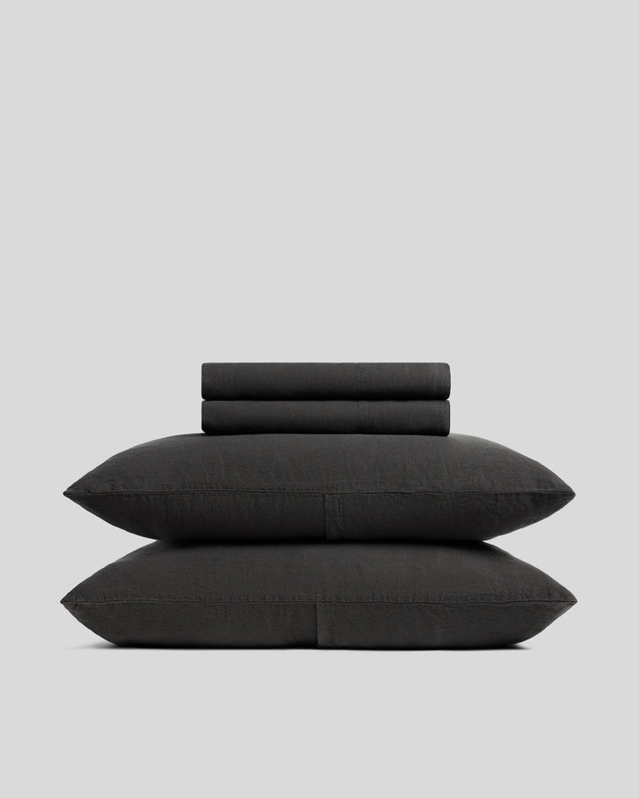 Linen Sheet Set - Onyx K/CK