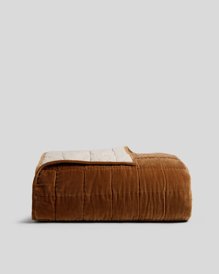 Hand Stitched Velvet Quilt (Tobacco)