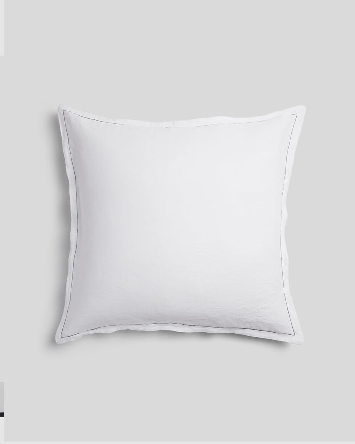 Linen Tencel Euro Sham - FINAL SALE (White with Black)