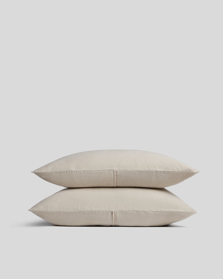 Linen Tencel Pillowcase Set - FINAL SALE (Bone with Canyon)