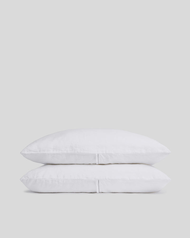 Linen Tencel Pillowcase Set - FINAL SALE (White with Black)