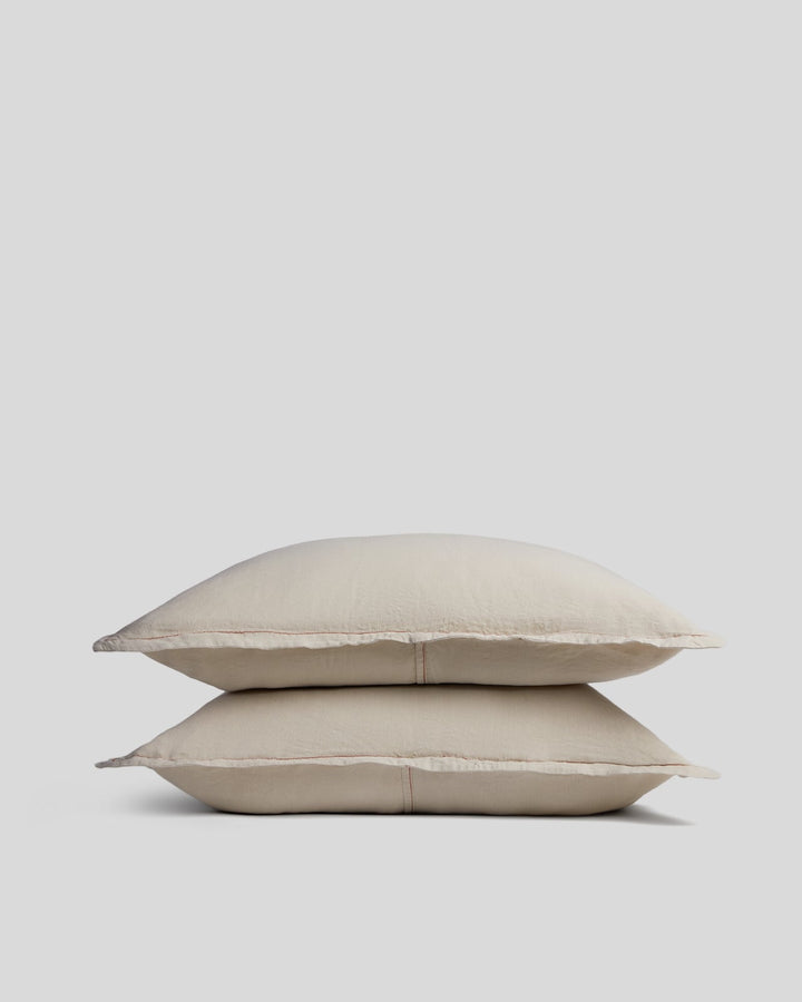 Linen Tencel Sham Set - FINAL SALE (Bone with Canyon)