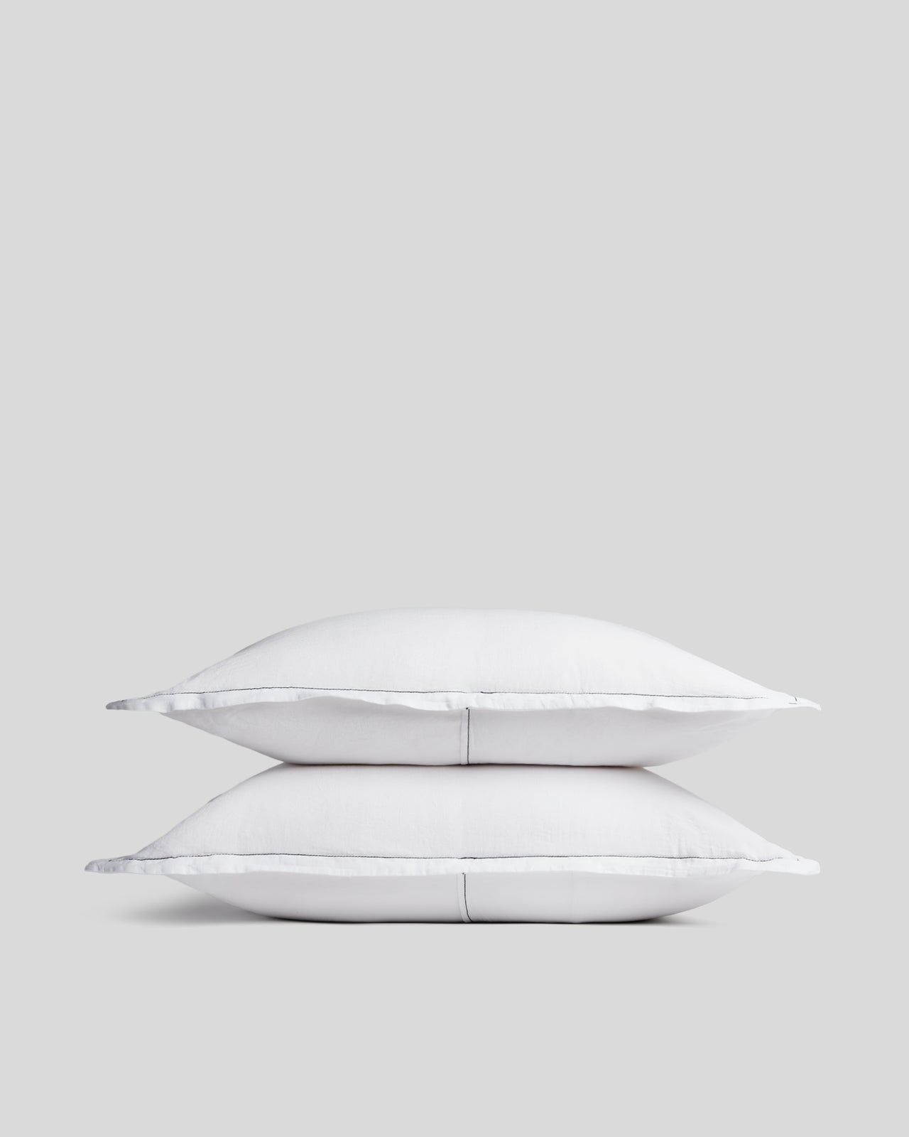 Linen Tencel Sham Set - FINAL SALE (White with Black)