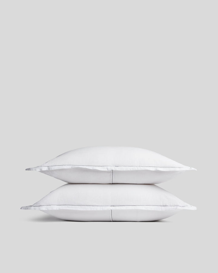 Linen Tencel Sham Set - FINAL SALE (White with Black)