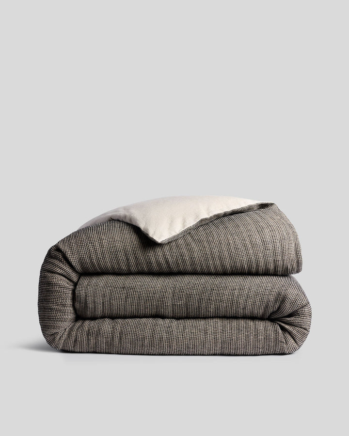 Honeycomb Duvet Cover (Soft Black and Natural)