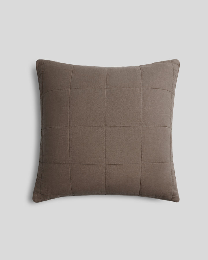 Linen Box Quilted Euro Sham (Warm Grey)