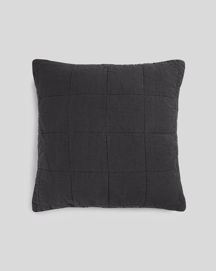 Linen Box Quilted Euro Sham (Coal)