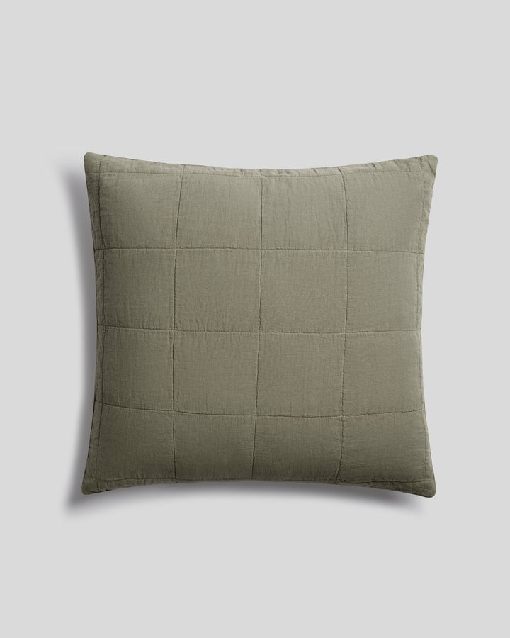 Linen Box Quilted Euro Sham (Moss)