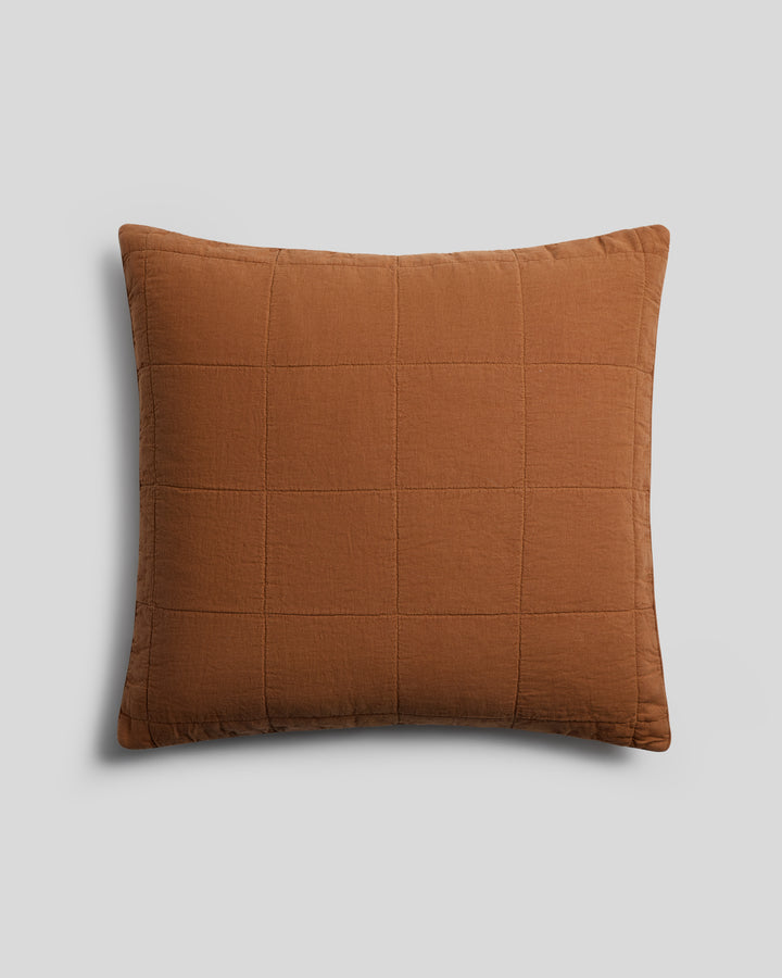 Linen Box Quilted Euro Sham (Tobacco)