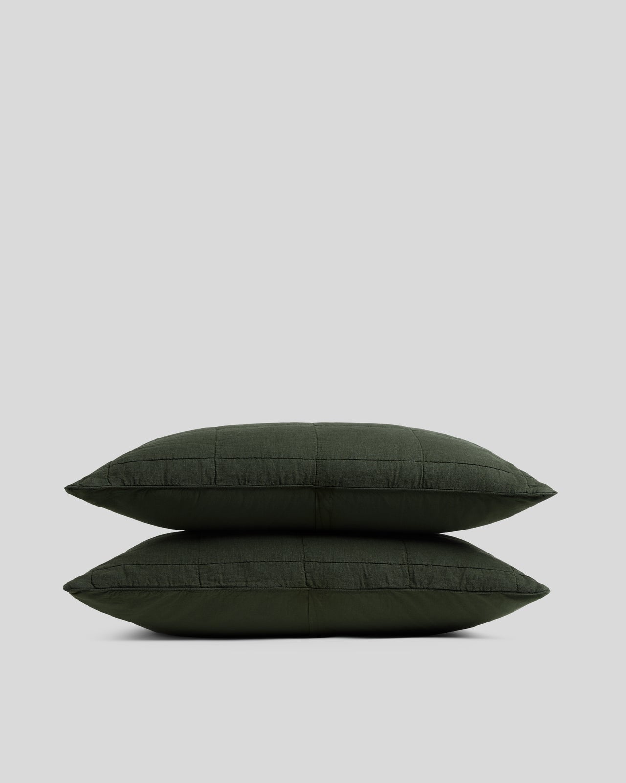 Linen Box Quilted Sham Set (Evergreen)