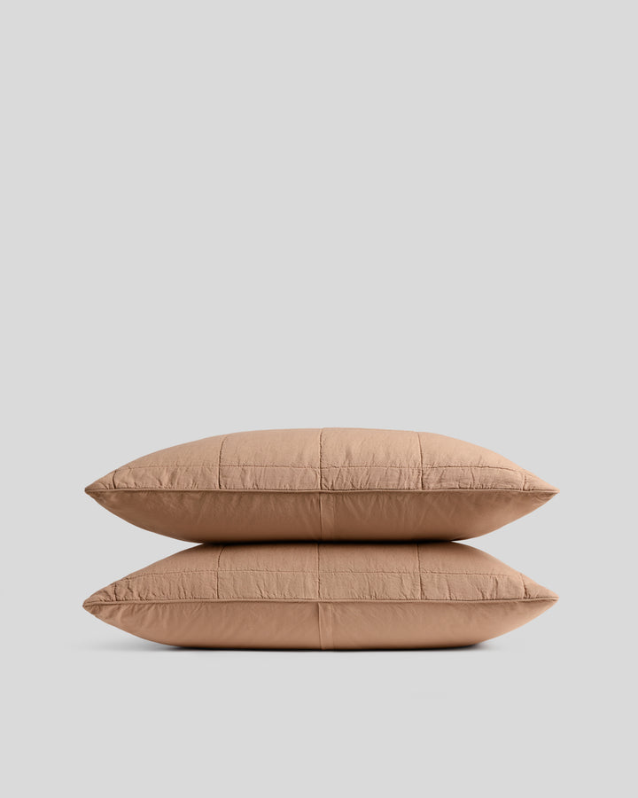 Linen Box Quilted Sham Set (Adobe)