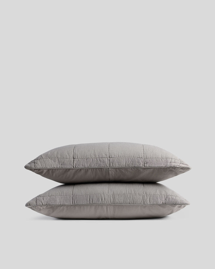 Linen Box Quilted Sham Set (Pebble)