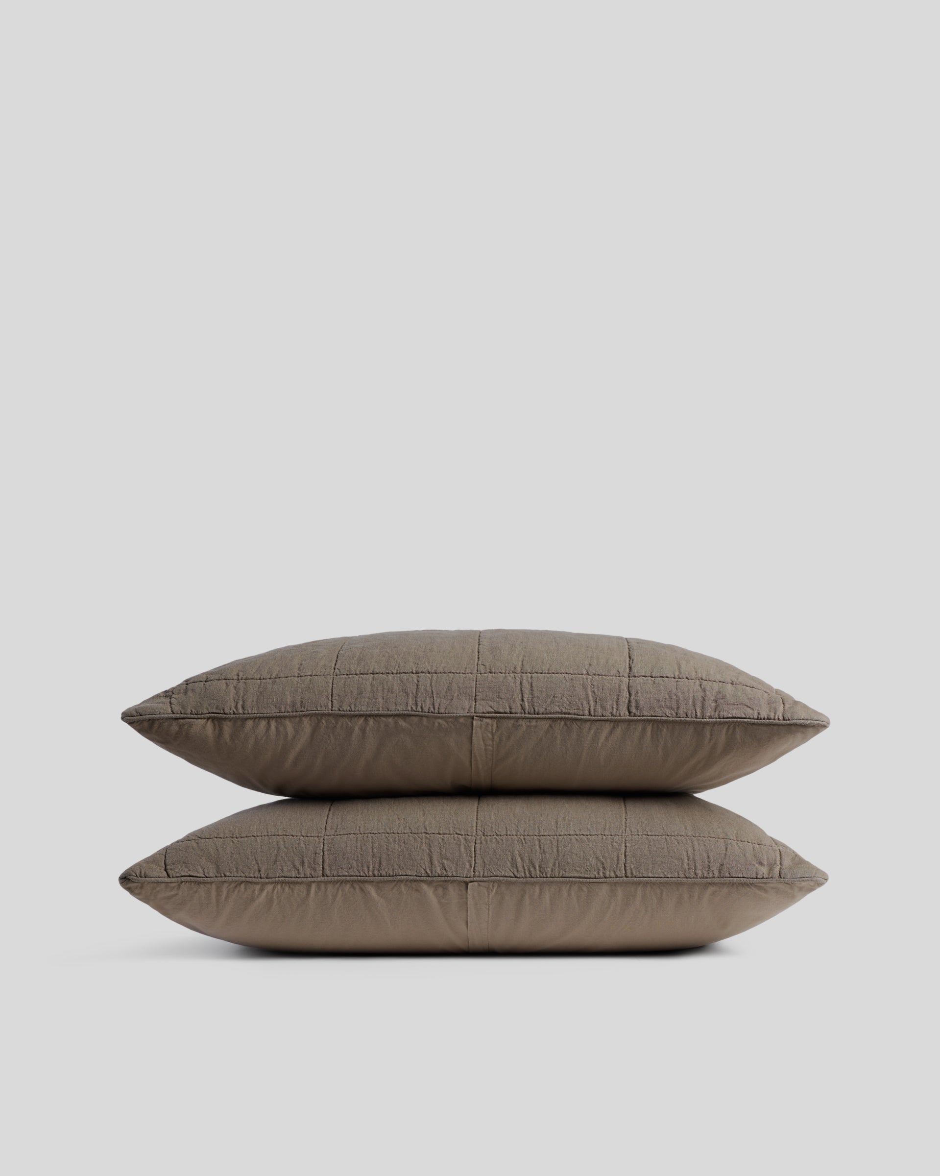 Linen Box Quilted Sham Set (Warm Grey)