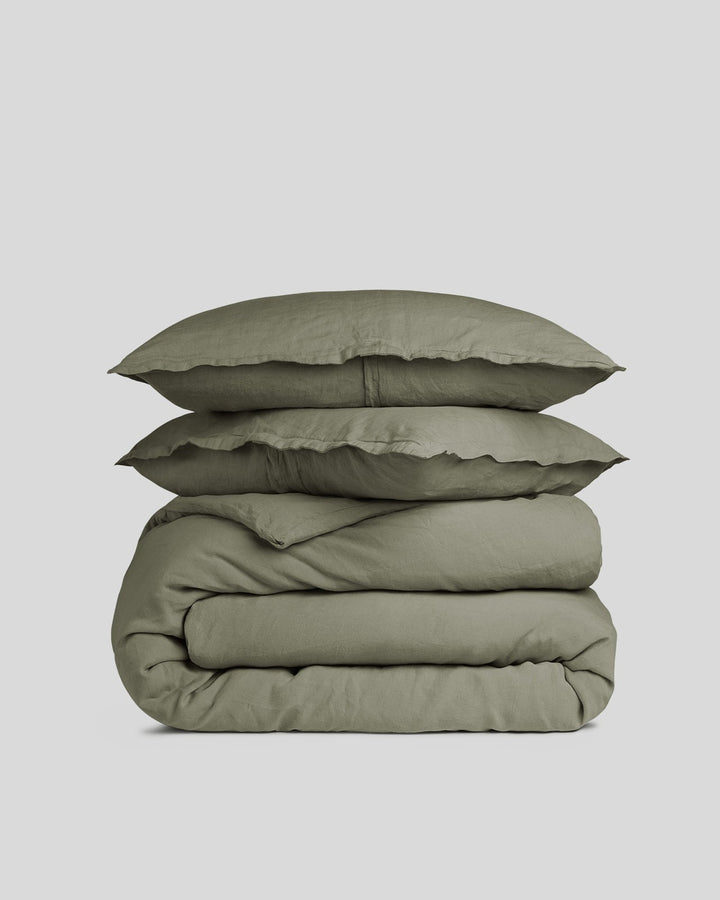 Linen Duvet Cover Set - Moss K/CK