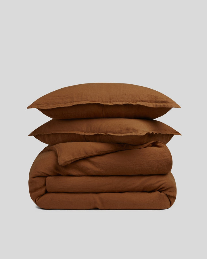 Linen Duvet Cover Set - Tobacco F/Q