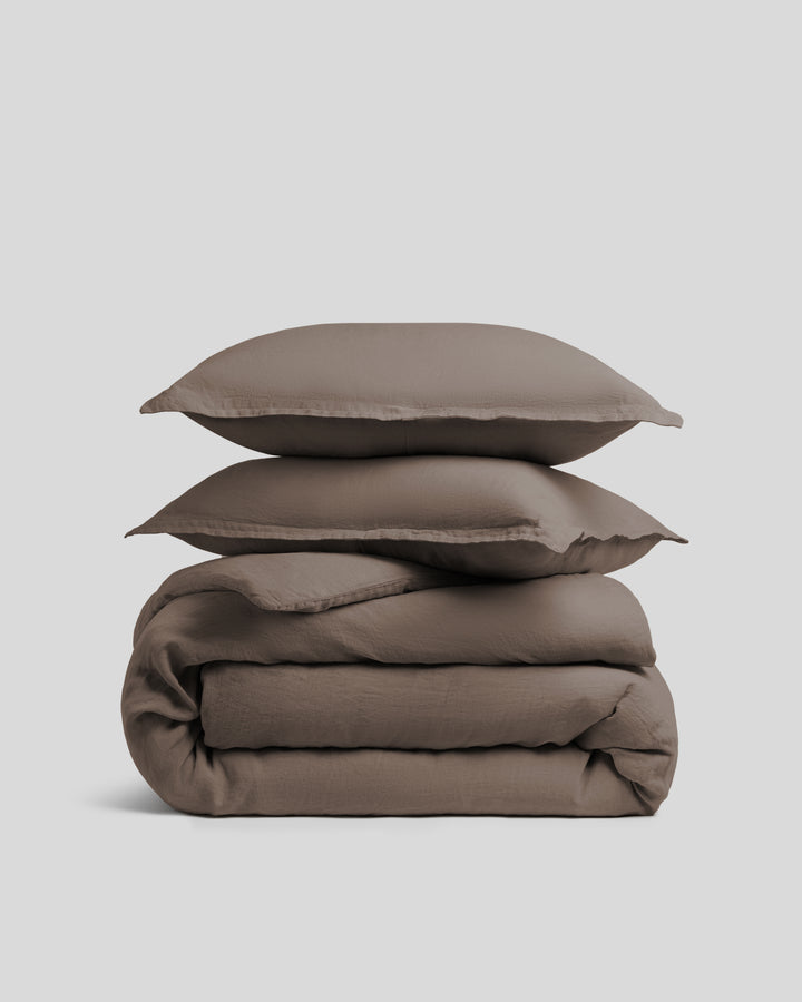Linen Duvet Cover Set - Warm Grey F/Q