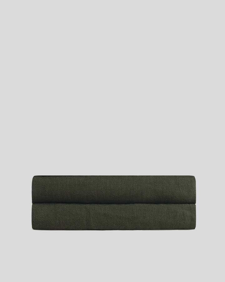 Linen Fitted Sheet (Evergreen)