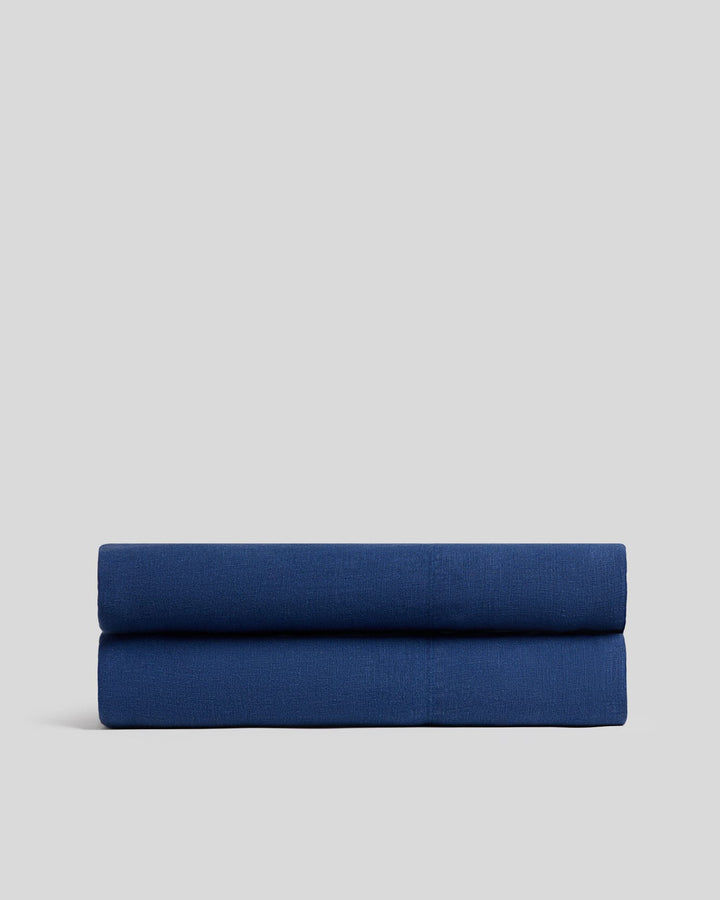 Linen Fitted Sheet - FINAL SALE (Cobalt)