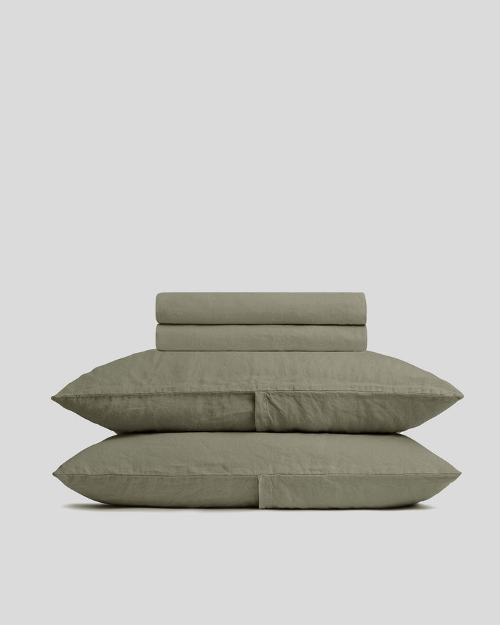 Linen Sheet Set - Moss F/Q