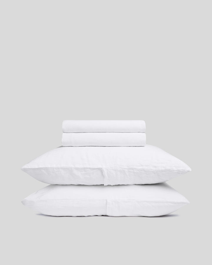 Linen Sheet Set - White K/CK